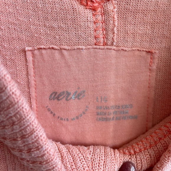 Aerie Soft Coral Pink Oversized Ribbed V-Neck Sweater - Picture 5 of 9